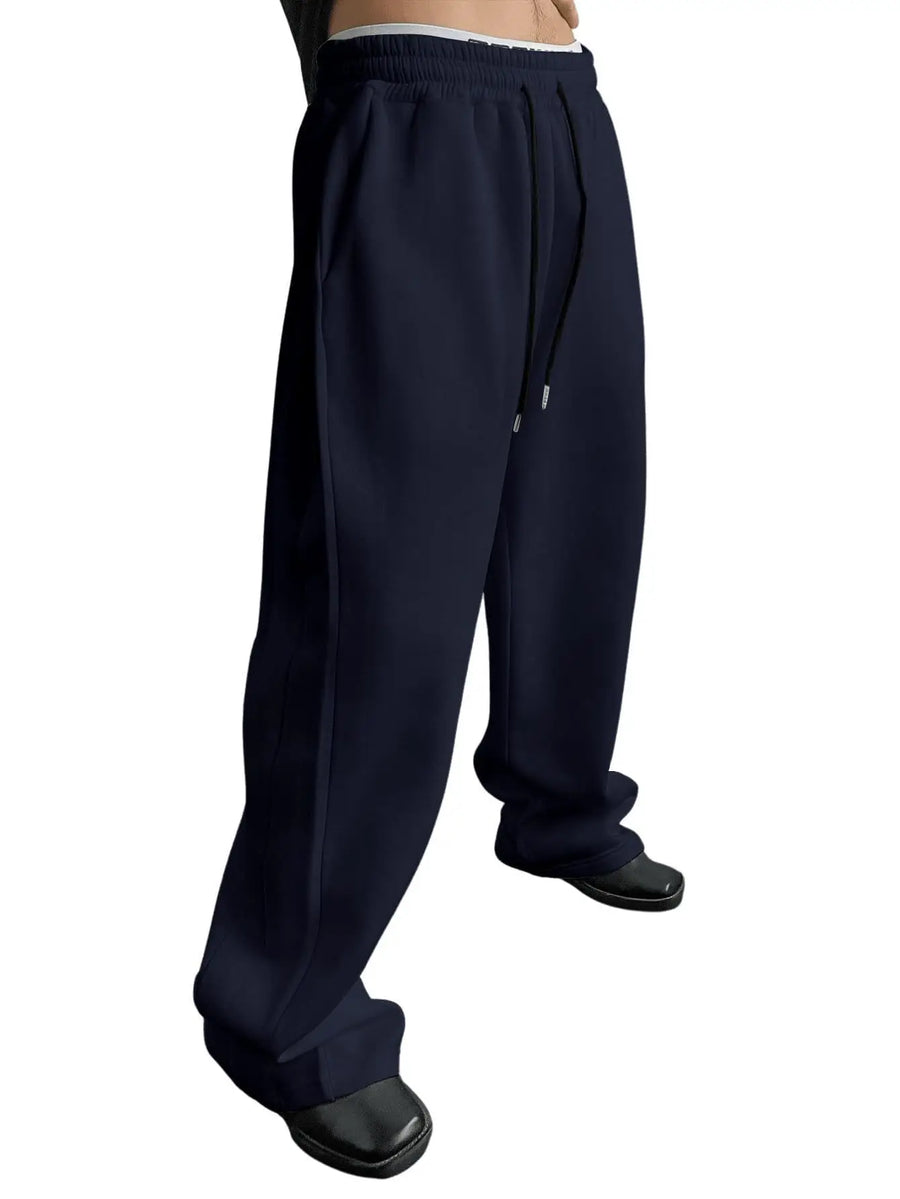 Zwarte unisex joggingbroek met wijde pijpen en trekkoord