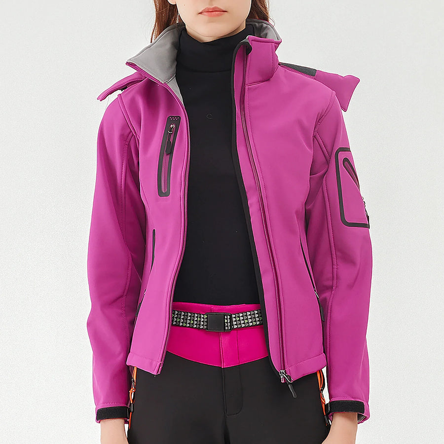 Damen Softshelljacke Wasserabweisend Atmungsaktiv Wärmeisolierend mit Reißverschluss