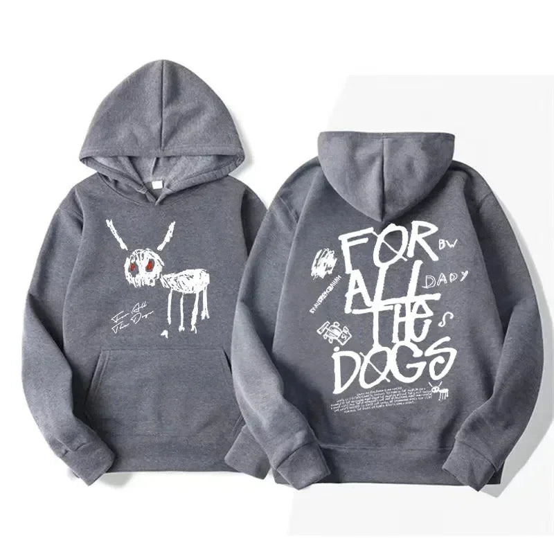 Hoodie met capuchon en kangoeroezak, grafische print voor- en achterop, unisex