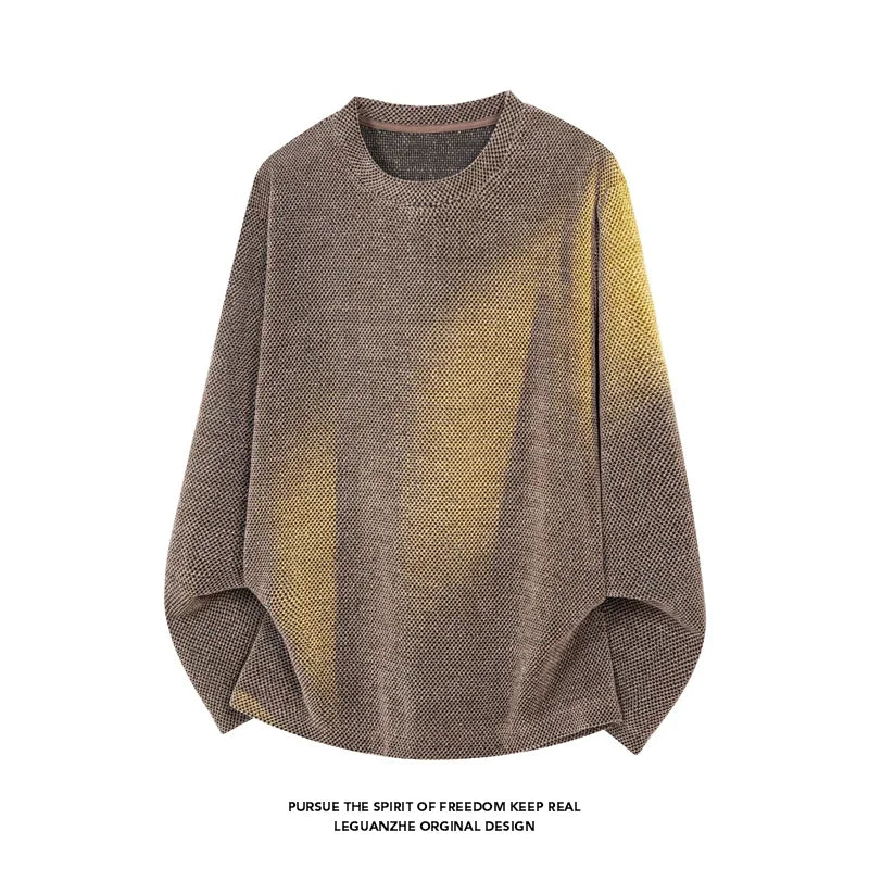 Unisex oversized trui met lange mouwen, grofgebreide look, ronde hals, ruimvallend, bruin, grijs, zwart