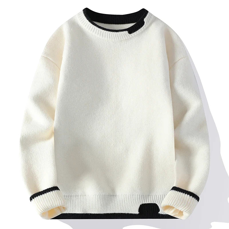 Unisex tweekleurige trui met ronde hals, gebreid, zacht materiaal
