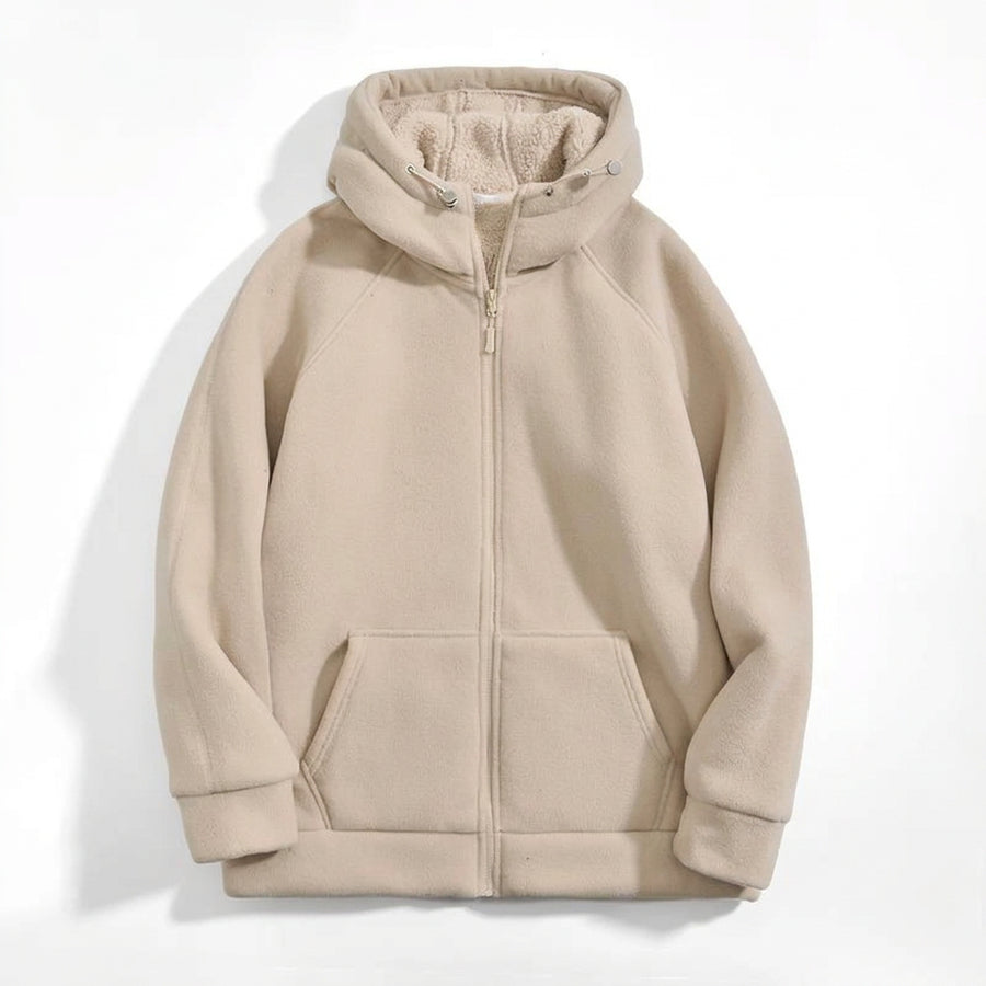 Unisex Kapuzenjacke mit Reißverschluss und Plüschfutter für kalte Tage