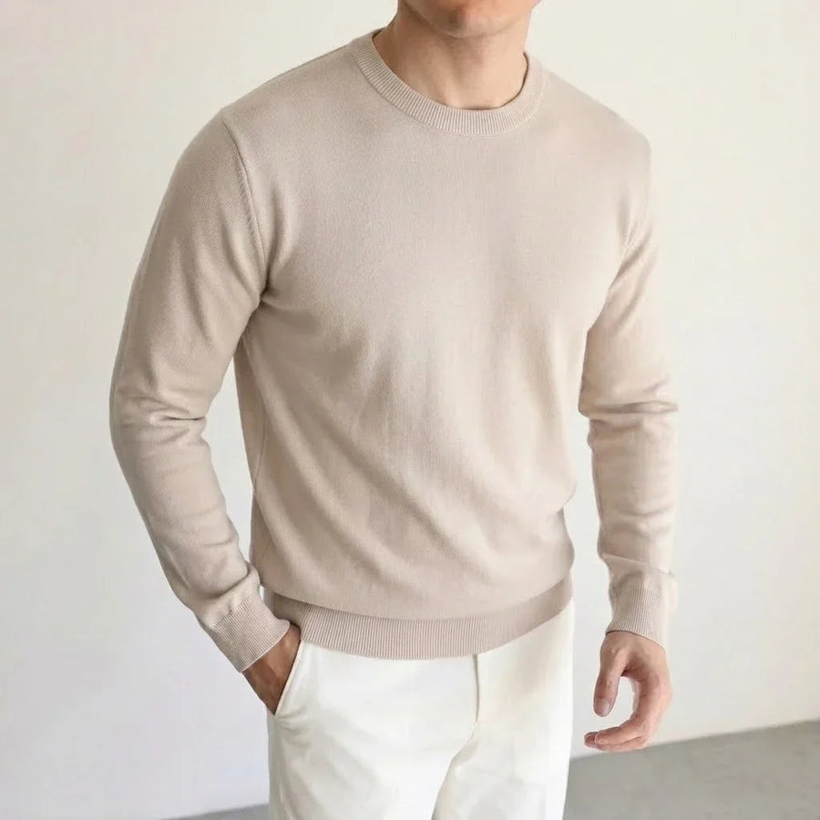 Heren pullover met ronde hals, lange mouwen, basic gebreide pullover