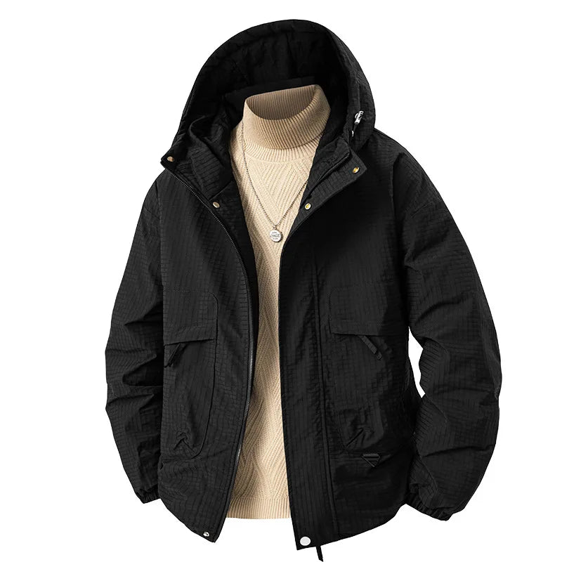 Herren Freizeit Kapuzenjacke mit Textur, Braun