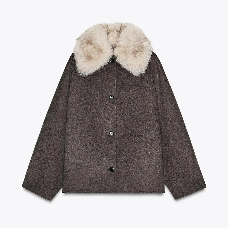Damen Bomberjacke mit Kapuze und Kunstpelzbesatz
