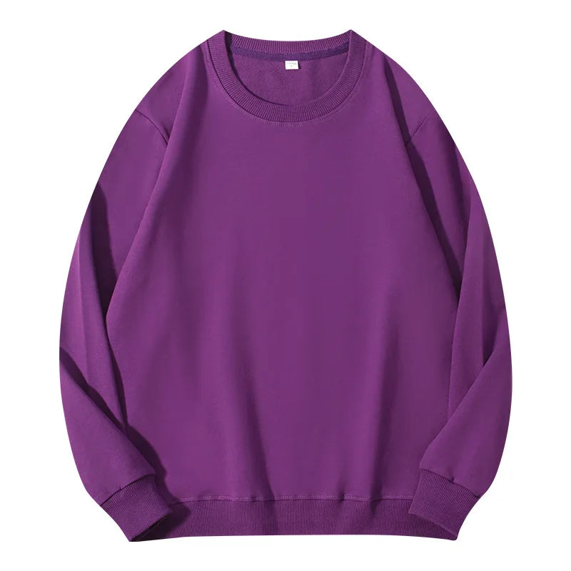 Unisex basic sweatshirt met ronde hals, lange mouwen, effen, geribde boorden, casual trui