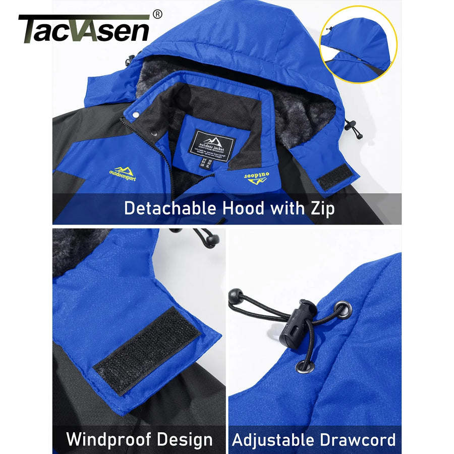 Herren Winterjacke mit Kapuze und Plüschfutter - Warme Outdoor-Jacke in Camouflage-Muster