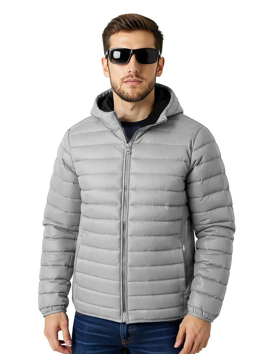 Gepolsterte Leichte Steppjacke mit Kapuze und Reißverschluss, gefüttert