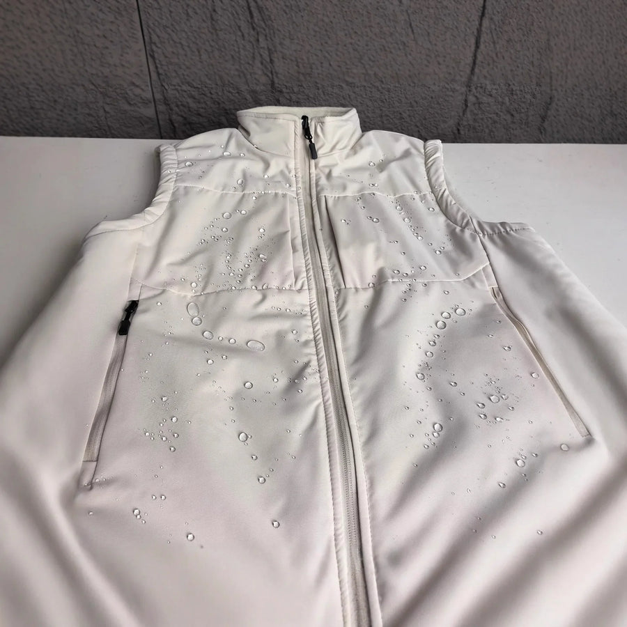 Herenoutdoorbodywarmer met opstaande kraag, ritssluiting en zonder mouwen