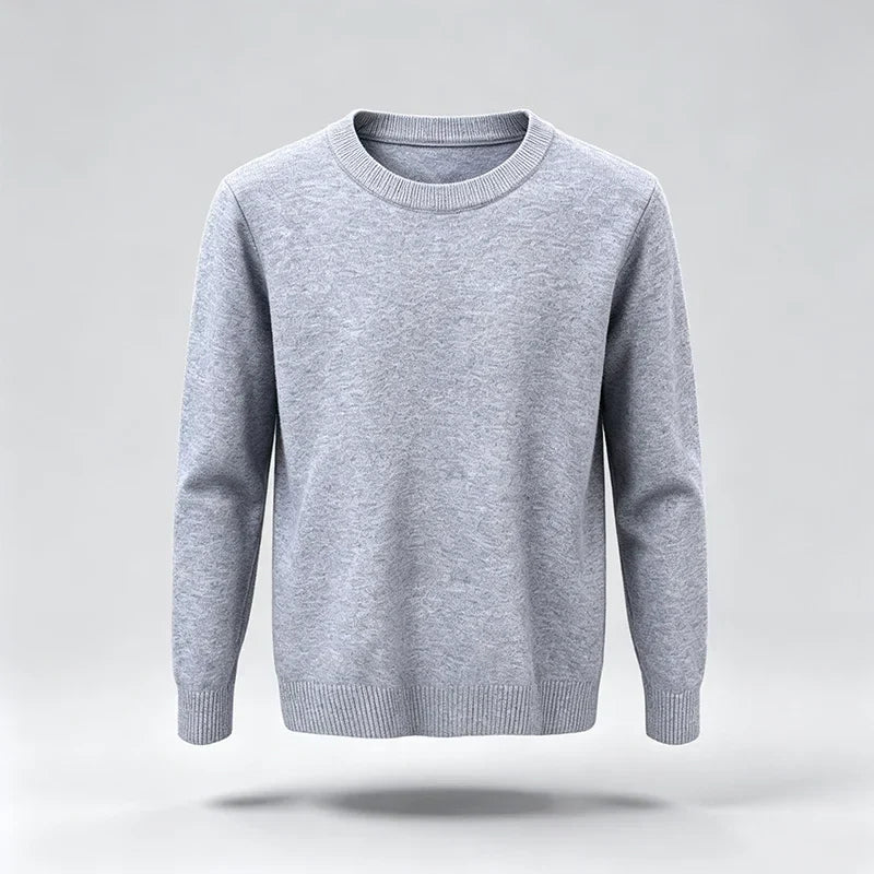 Unisex basic pullover met ronde hals, lange mouwen en gebreide look