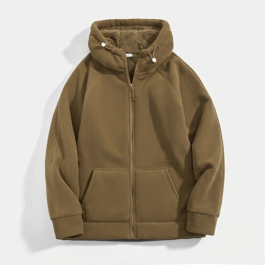 Unisex Kapuzenjacke mit Reißverschluss und Plüschfutter für kalte Tage