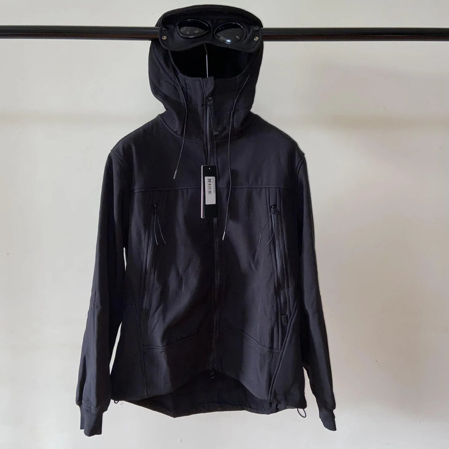 Unisex Kapuzenjacke mit Goggle-Details, Reißverschlusstaschen und durchgehendem Reißverschluss