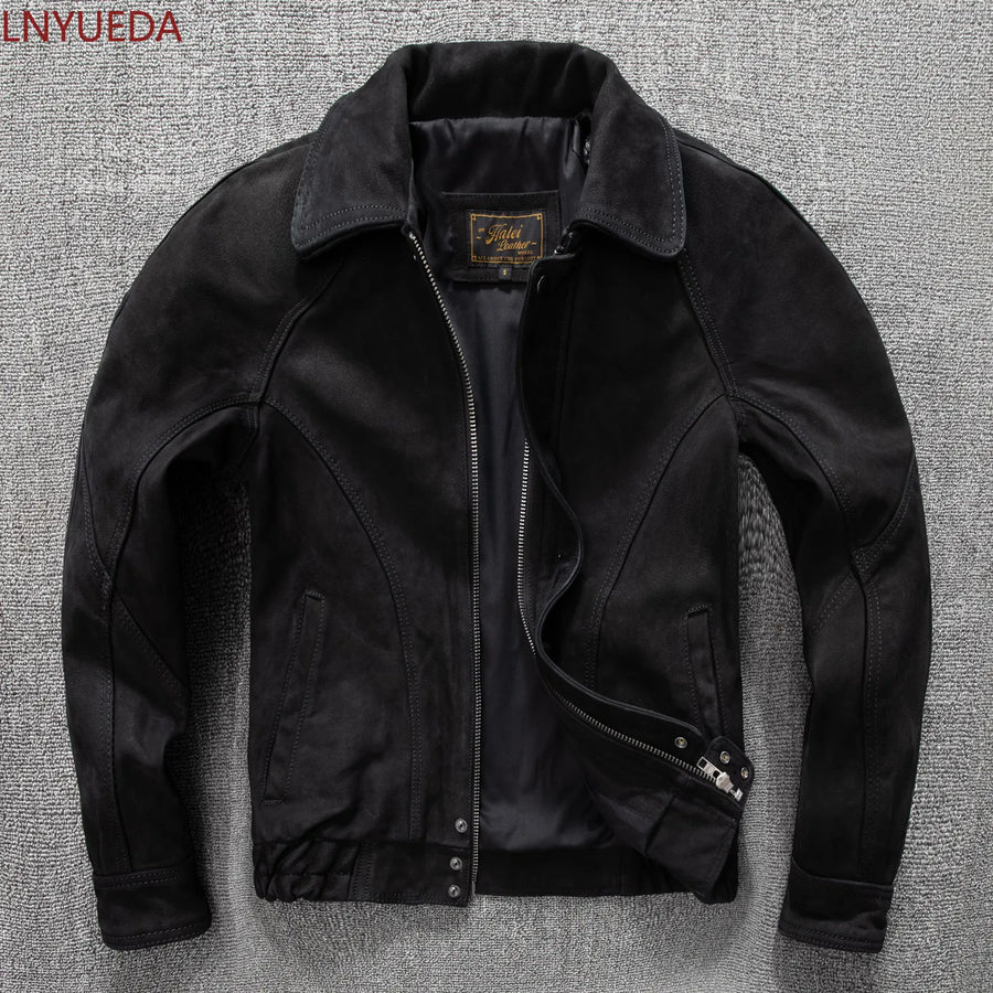 Herren Jacke Schwarz mit Reißverschluss und Kragen