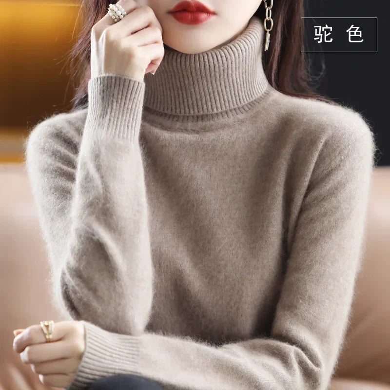 Damen Rollkragenpullover Langarm Strickpullover Weiches Material