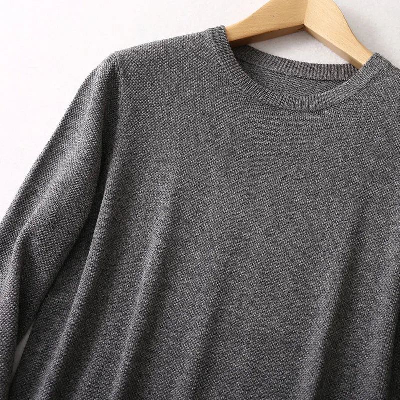 Heren trui met ronde hals in verschillende kleuren, lange mouwen, fijngebreid
