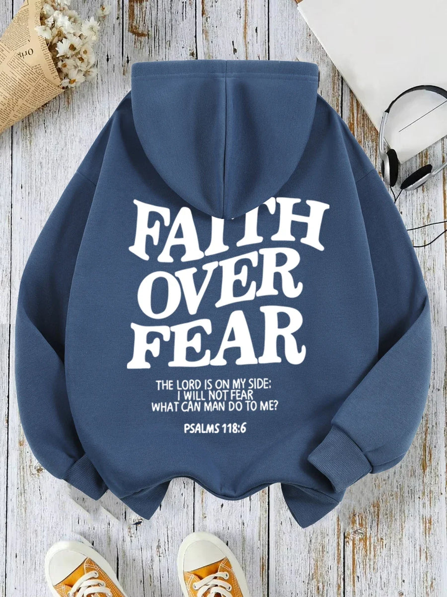 Hoodie met capuchon & tekstprint op de achterkant, lange mouwen, casual trui