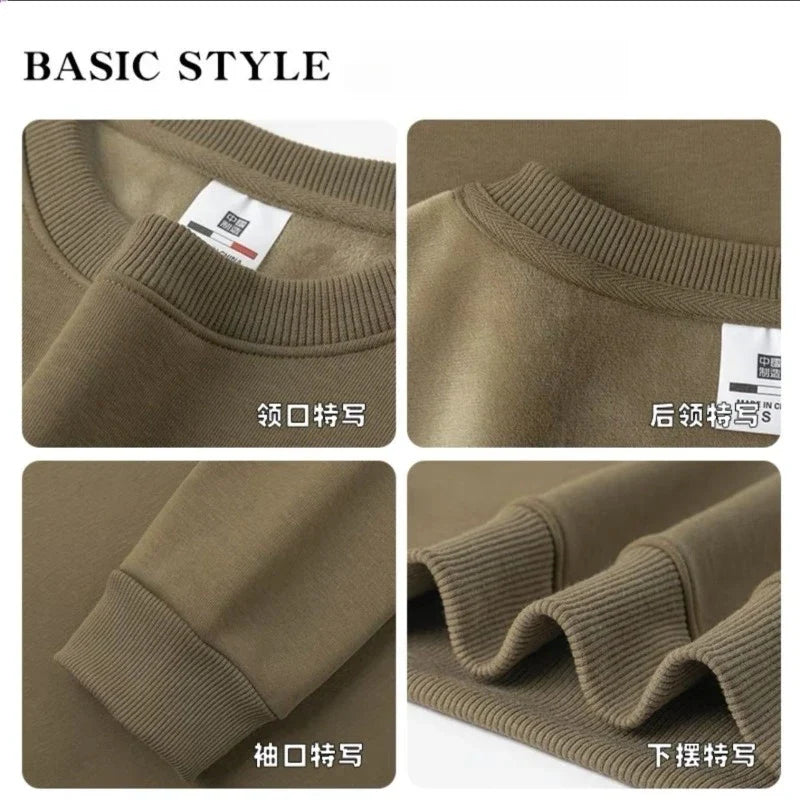 Unisex Langarm Sweatshirt Pullover mit Rundhals und Bündchen