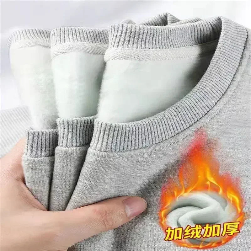 Unisex sweatshirt met lange mouwen, zachte binnenvoering, ronde hals en geribde boorden