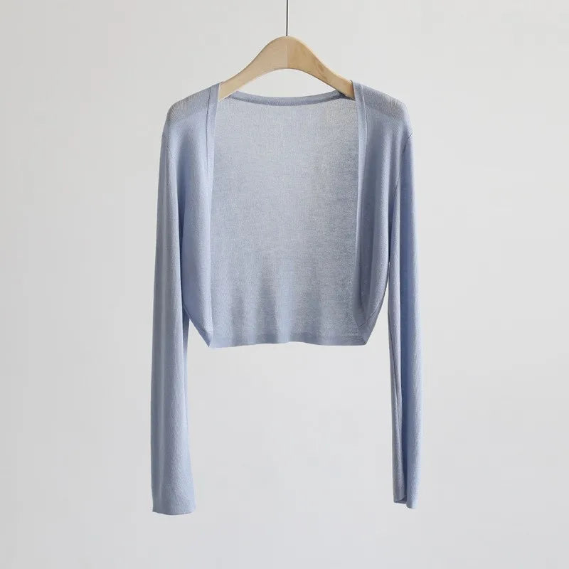 Damen Kurzarm Bolero Cardigan Strickjacke Leicht Sommerlich