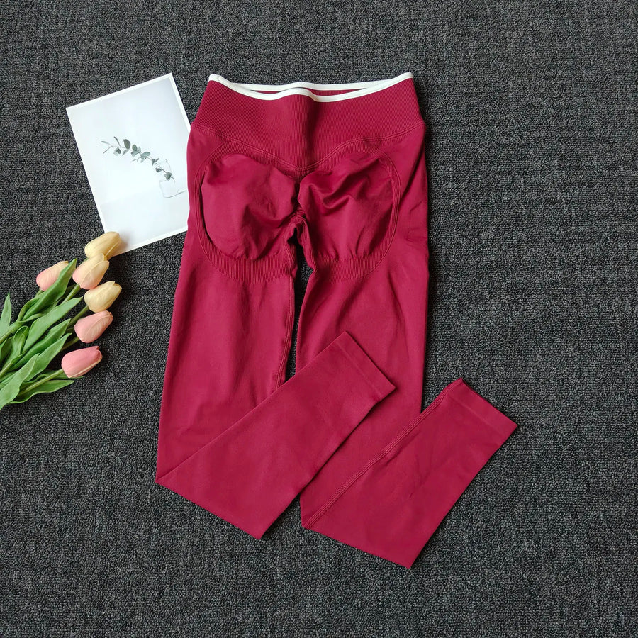 High-waist scrunch-buttlegging met rimpeldetail in verschillende kleuren