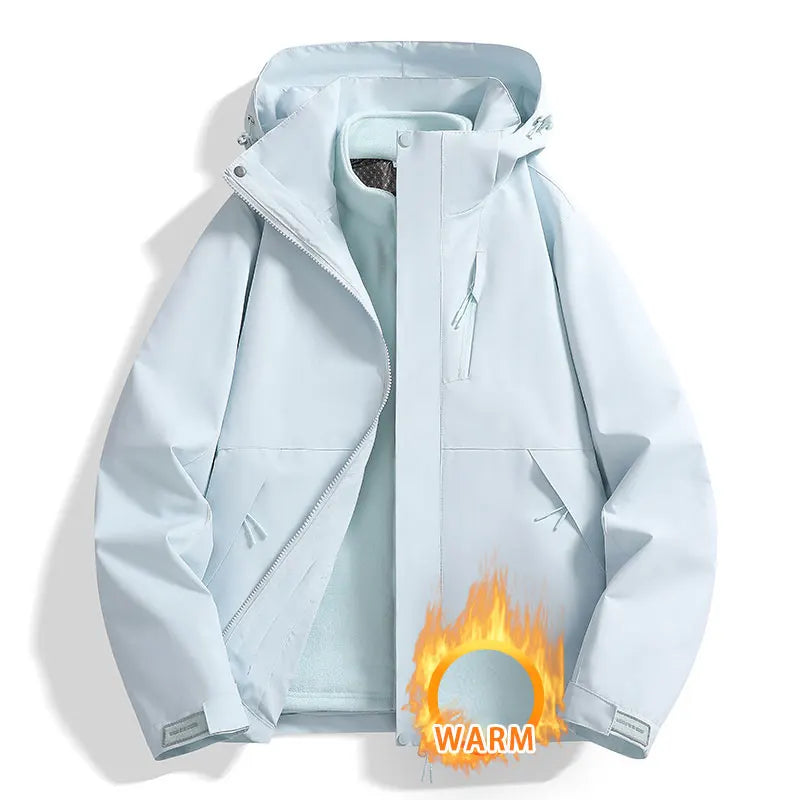 3-in-1 Jacke Unisex Wasserdicht Winddicht Winterjacke mit Fleece-Innenfutter Kapuze