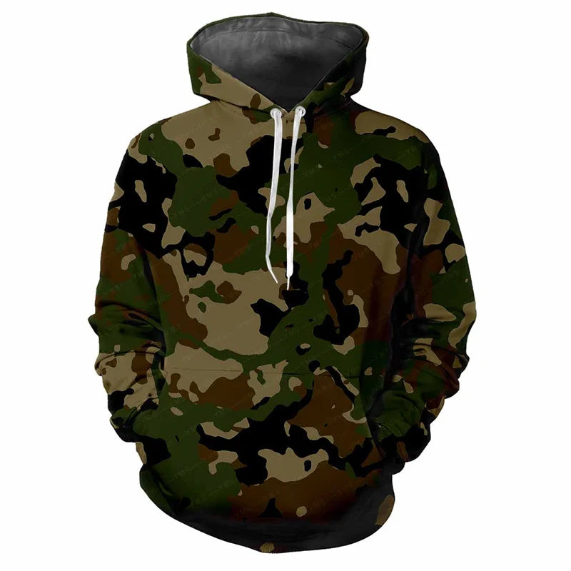 Hoodie met capuchon, camouflagepatroon, kangoeroezak, unisex
