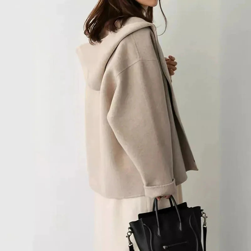 Kurze Damen Übergangsjacke mit Kapuze Beige