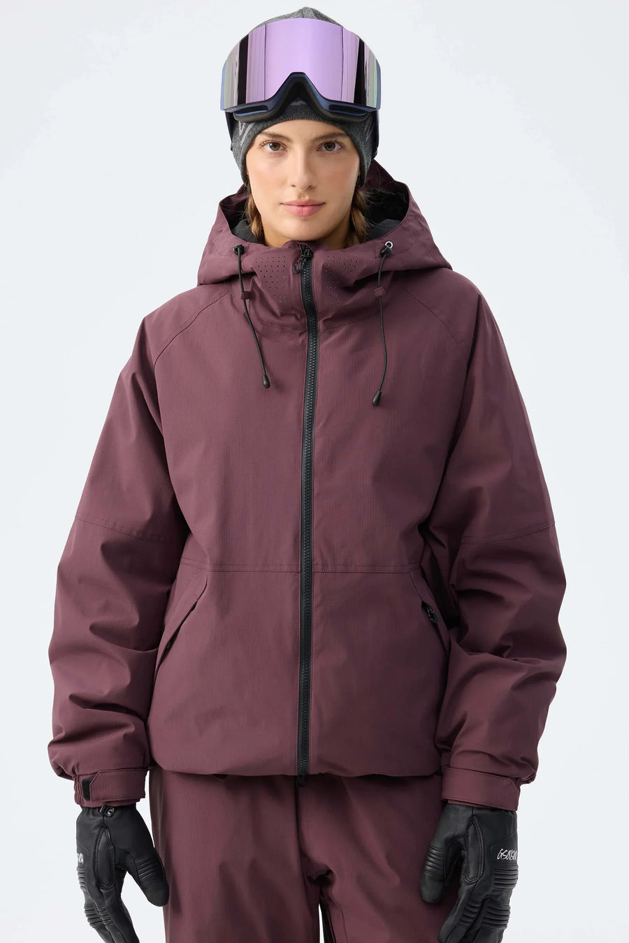Winterjacke Kapuze Wasserdicht Atmungsaktiv Damen Skijacke Outdoorjacke Rosa
