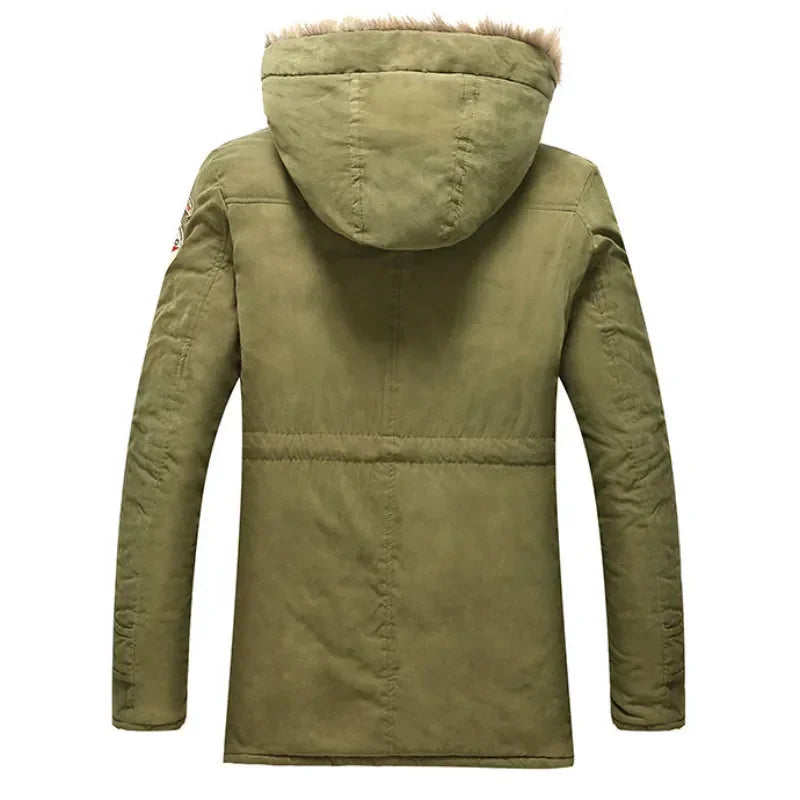 Herren Winterjacke mit Kapuze und Fellimitat-Futter - warm gefütterte Outdoor Jacke