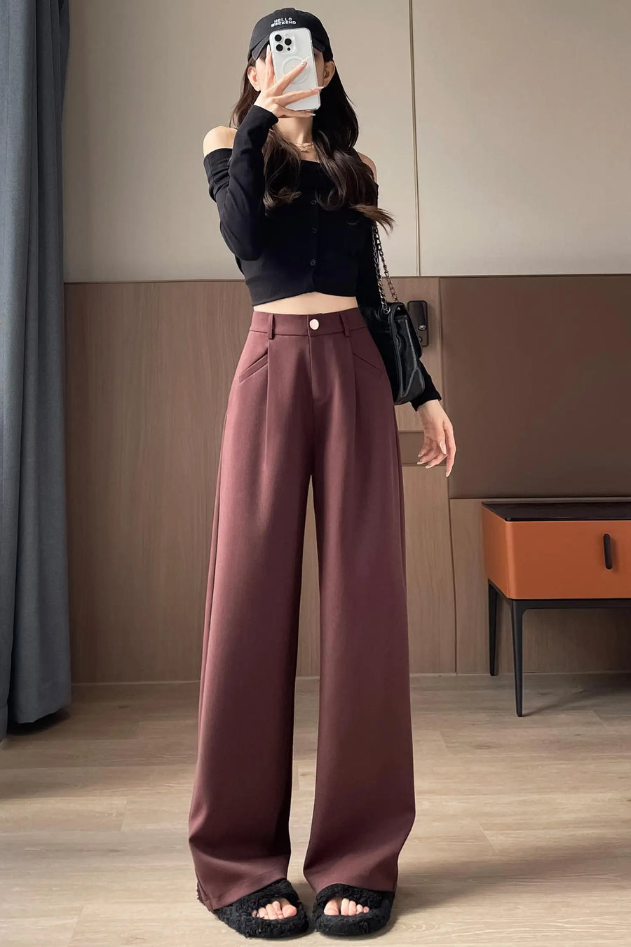 Damen Weite Hose High Waist Palazzo Business Hose