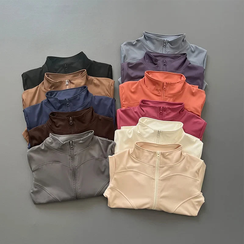 Damen Sportjacke mit Stehkragen & Reißverschluss Lange Ärmel