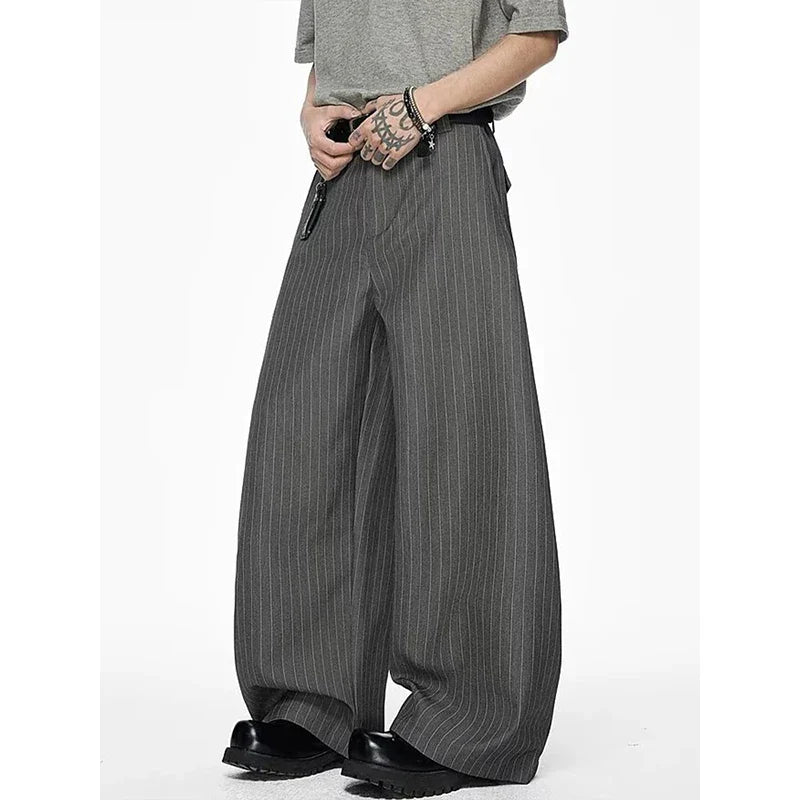 Weite Herrenhose Grau mit Nadelstreifen Elegant Freizeit