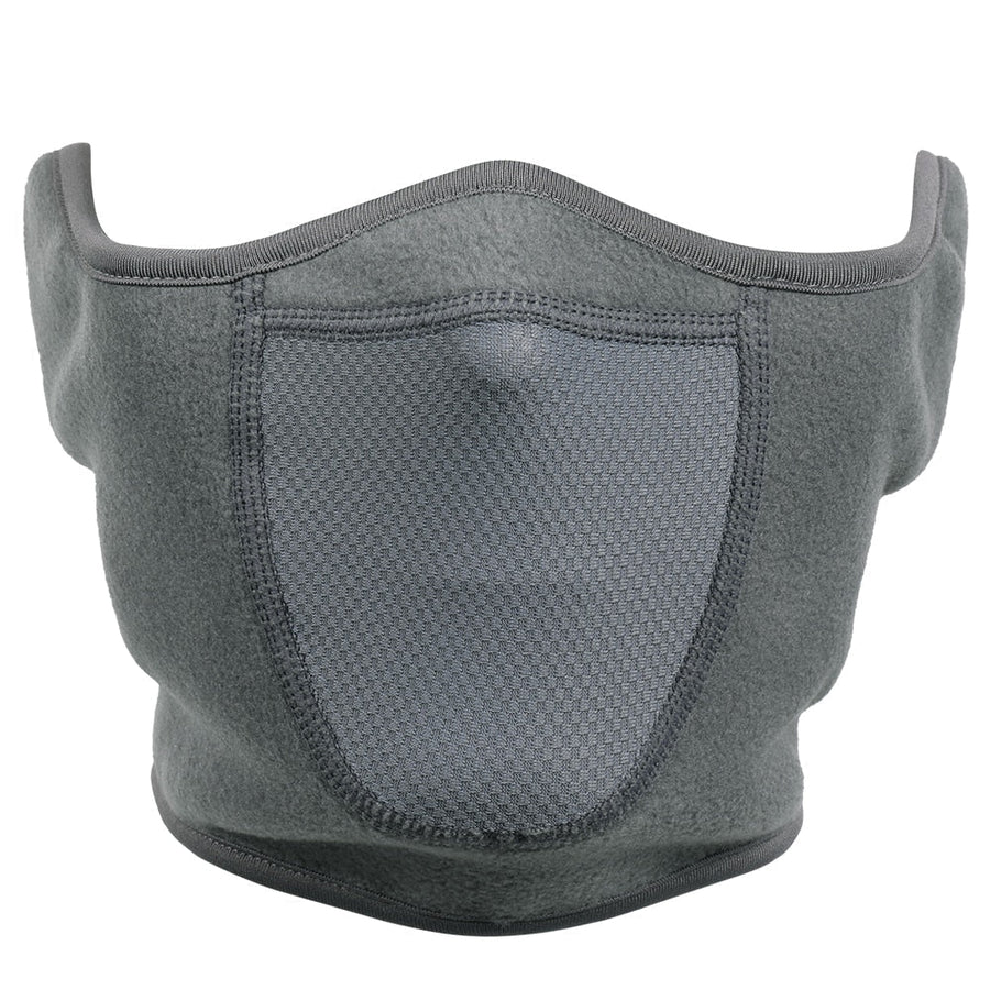 Wintergezichtsmasker zwart-grijs van fleece tegen de kou met klittenbandsluiting