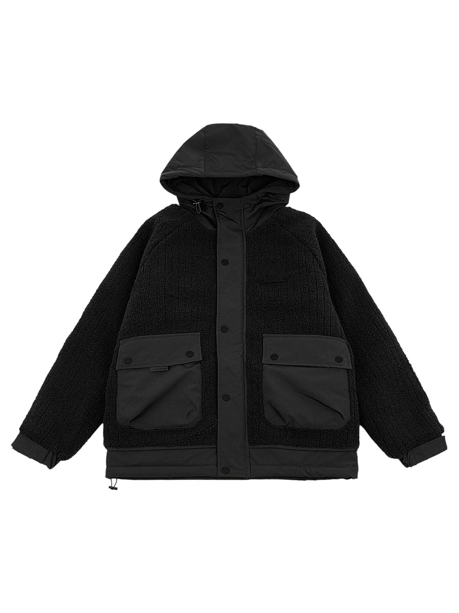 Unisex Kapuzenjacke Teddyfleece Warm Taschendetails