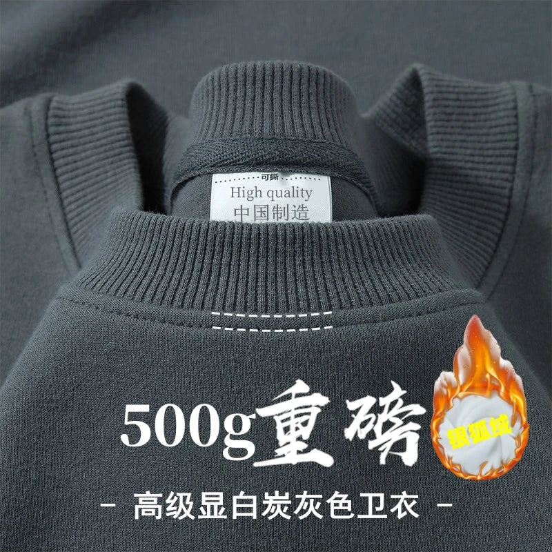 Unisex sweater met lange mouwen en ronde hals, gevoerd met fleece