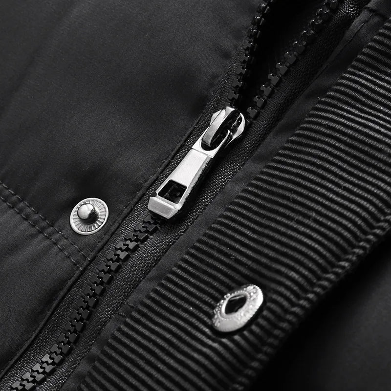 Herren Winter Jacke warm gefüttert mit Kapuze Schwarz