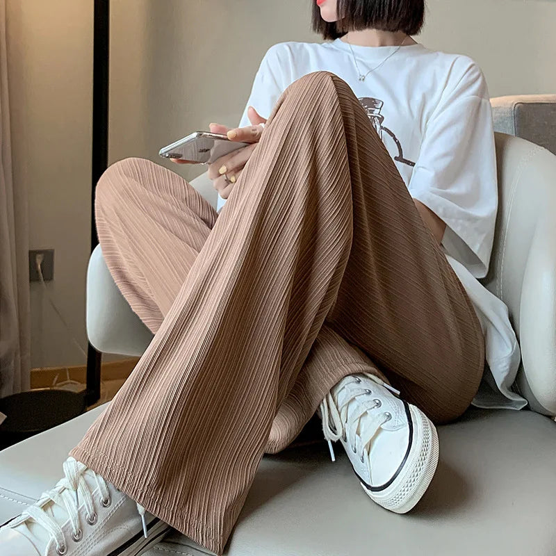 Dameswijde plissébroek met hoge taille - casual en elegant