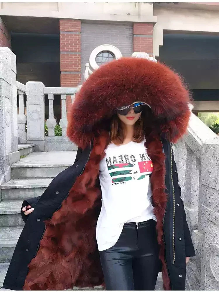 Damen Winterparka mit abnehmbarem Kunstpelzbesatz und Futter