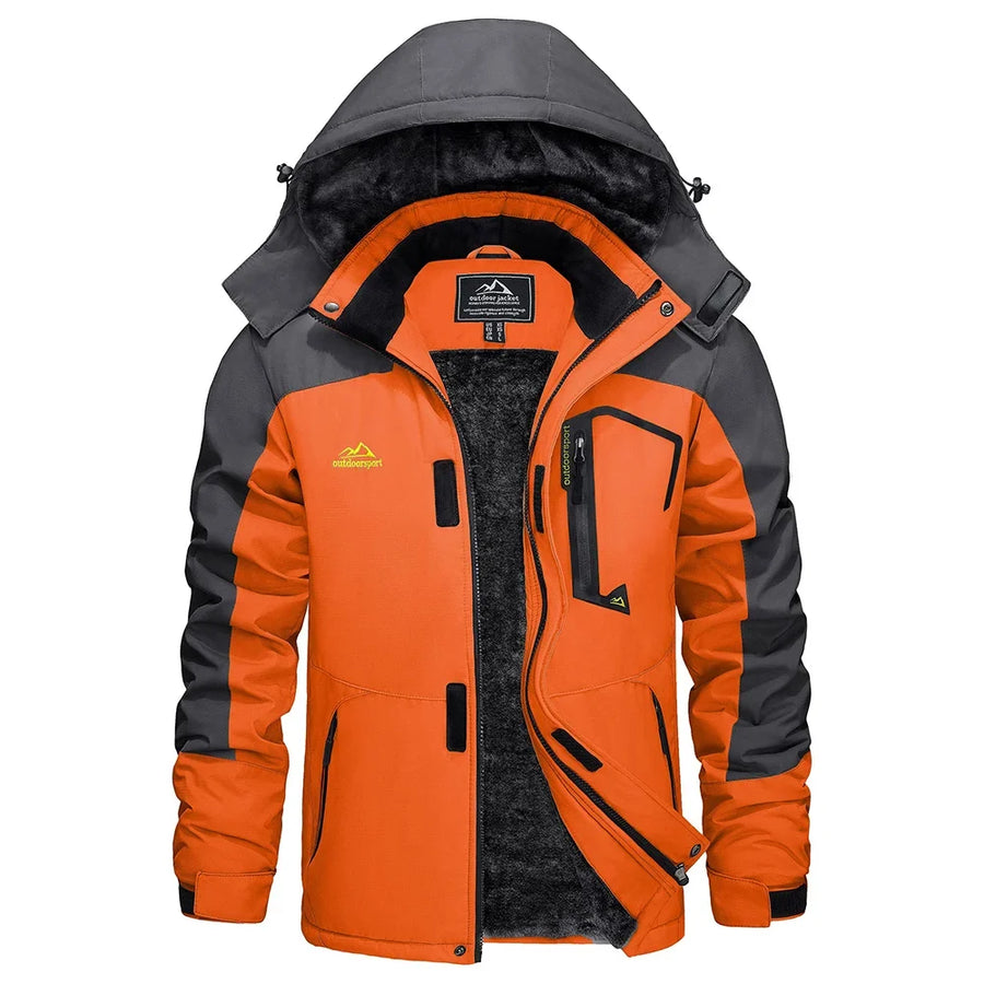 Herren Winterjacke mit Kapuze, gefüttert, atmungsaktiv, outdoor