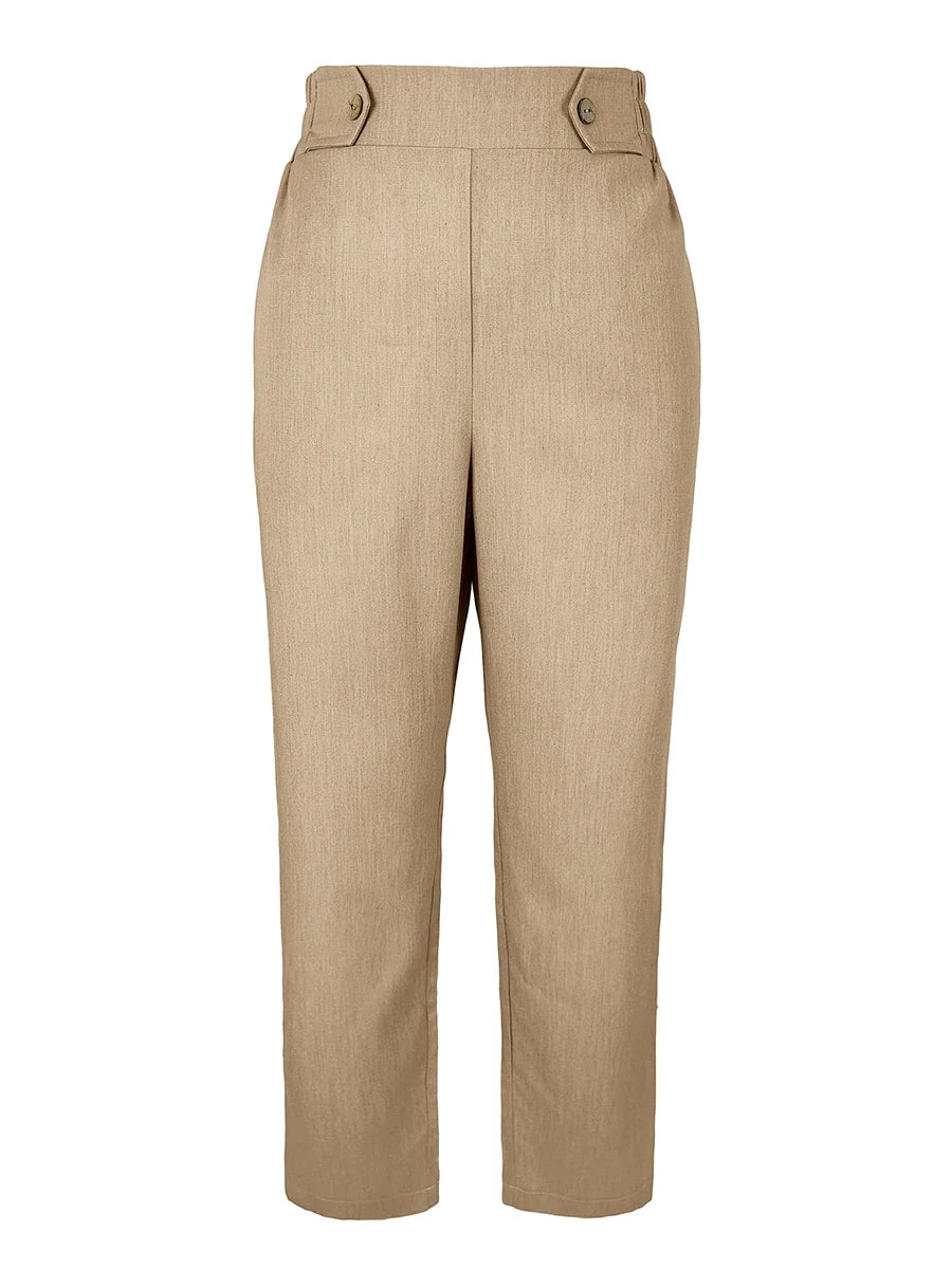 Damen Ärmelloses Oberteil & Weite Hose Set in Khaki