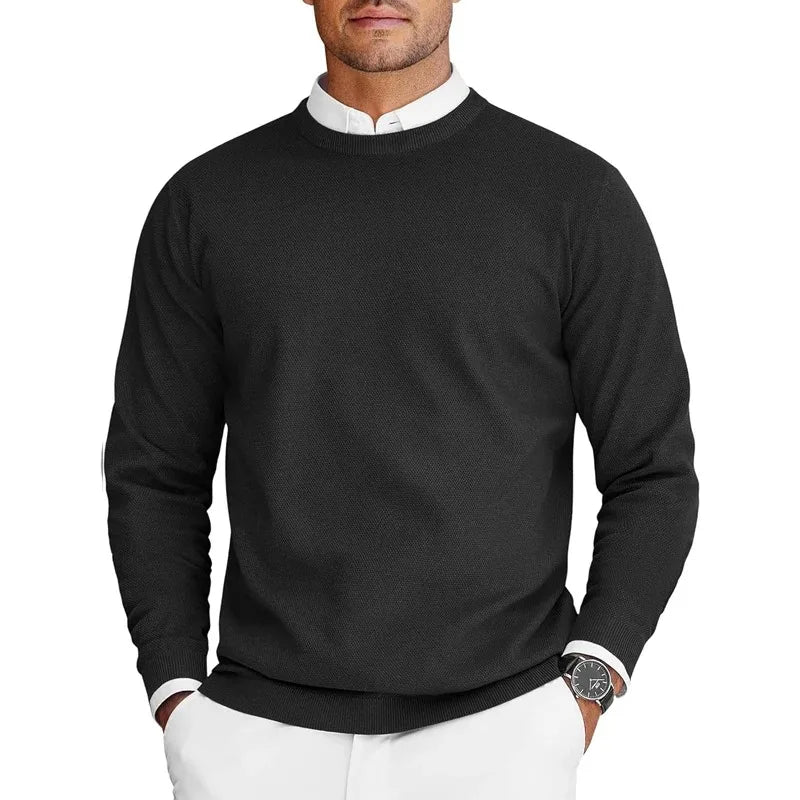 Heren pullover met ronde hals, lange mouwen, basic gebreide pullover