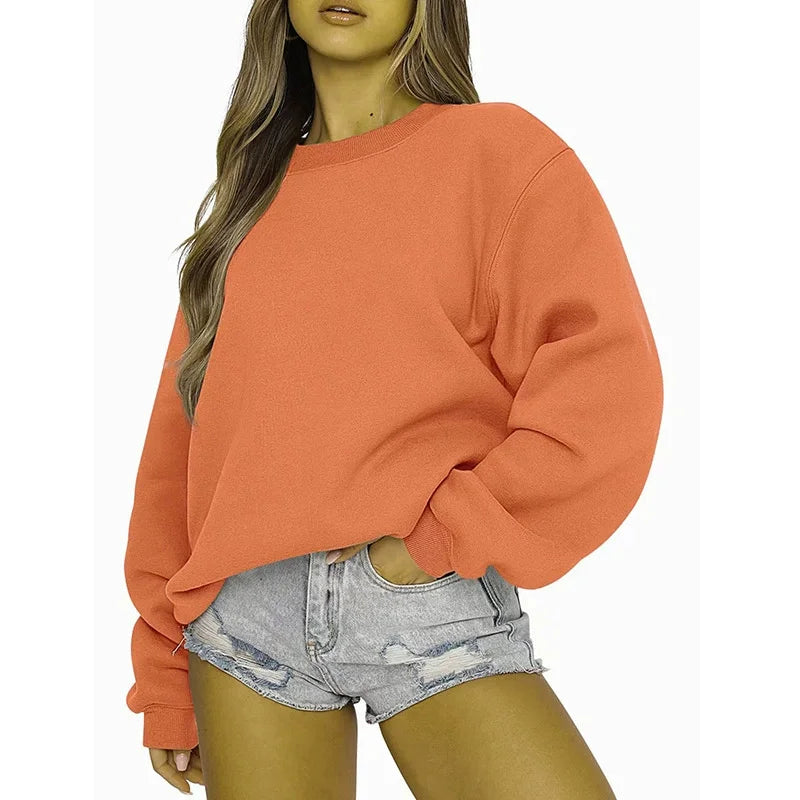 Oversized damessweatshirt met ronde hals en lange mouwen, casual trui