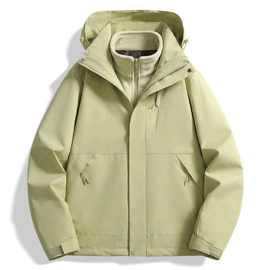 3-in-1 Jacke Unisex Wasserdicht Winddicht Winterjacke mit Fleece-Innenfutter Kapuze