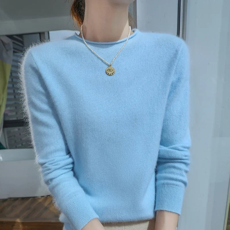 Damen Pullover Rundhals Langarm Weiches Material