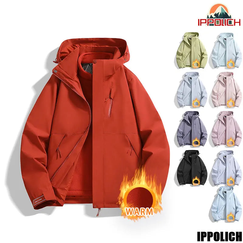 3-in-1 Jacke Unisex Wasserdicht Winddicht Winterjacke mit Fleece-Innenfutter Kapuze