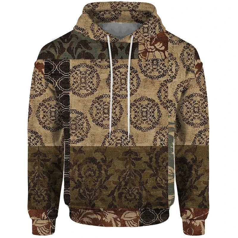 Hoodie met patchworkpatroon en capuchon