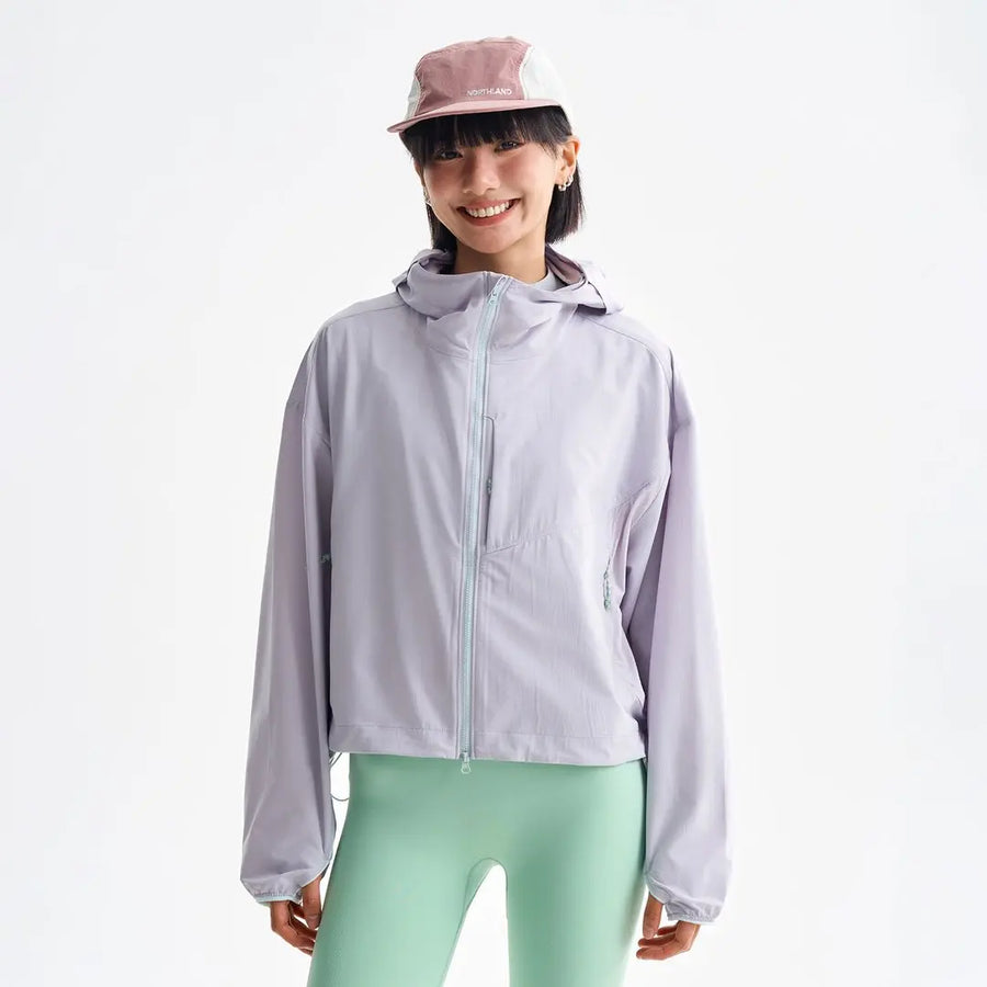 Damen Leichte Kapuzenjacke Crop Top Windjacke Reißverschluss