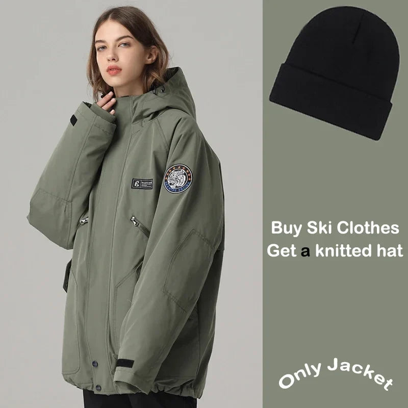 Unisex Winter Skijacke mit Kapuze & Reißverschluss – Winddichte Snowboardjacke