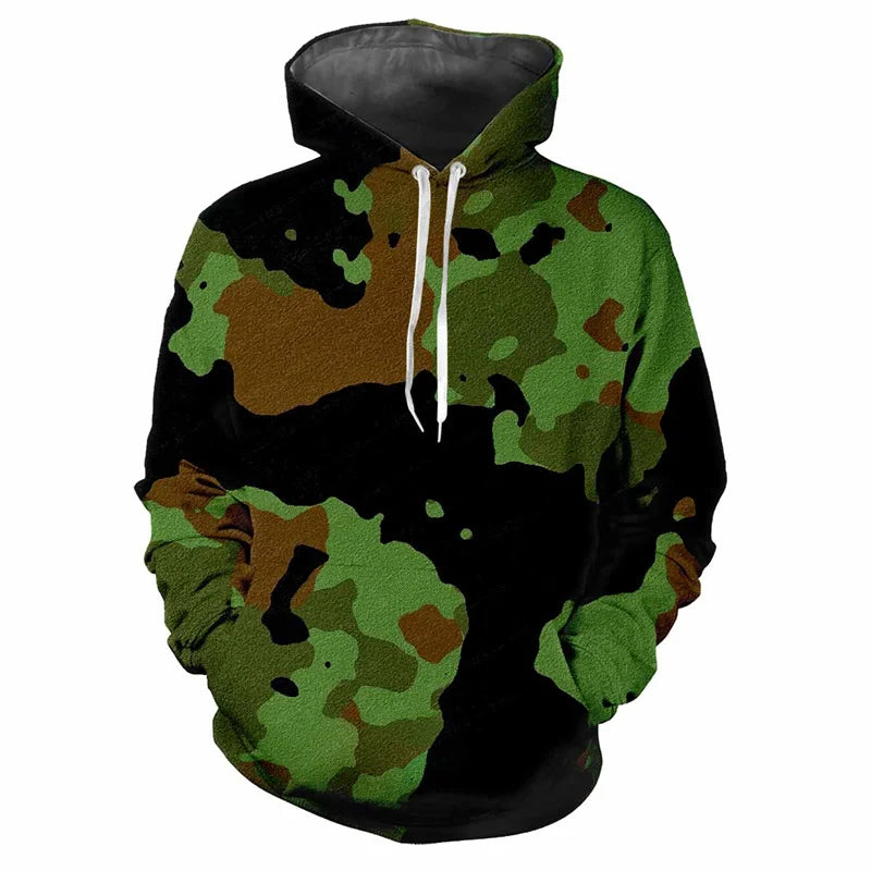 Hoodie met capuchon, camouflagepatroon, kangoeroezak, unisex