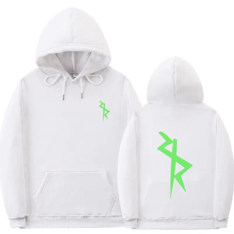 Unisexhoodie met opvallende print aan de voor- en achterkant, kangoeroezak